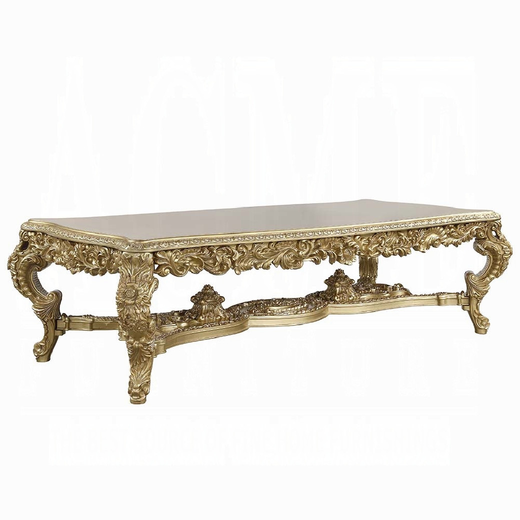 DN01470 7PC Dining Set Victorian Style Gold Finish Bernadette Collection By Acme Furniture