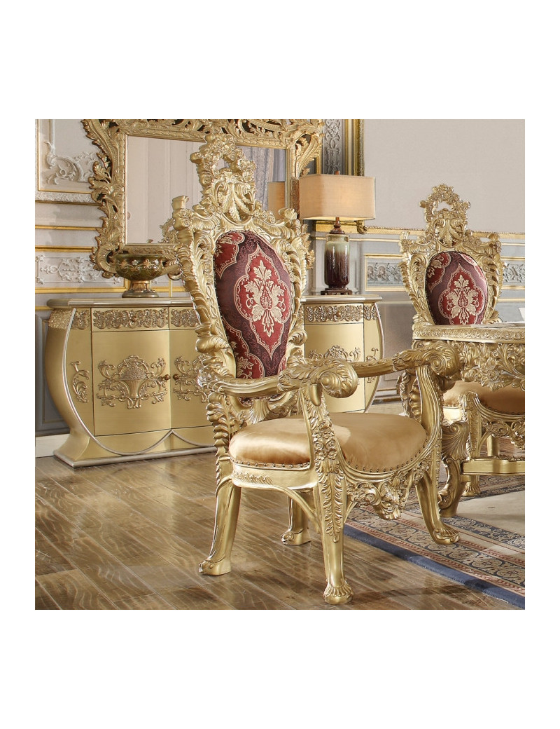 DN01470 7PC Dining Set Victorian Style Gold Finish Bernadette Collection By Acme Furniture