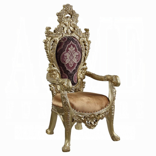 DN01470 7PC Dining Set Victorian Style Gold Finish Bernadette Collection By Acme Furniture