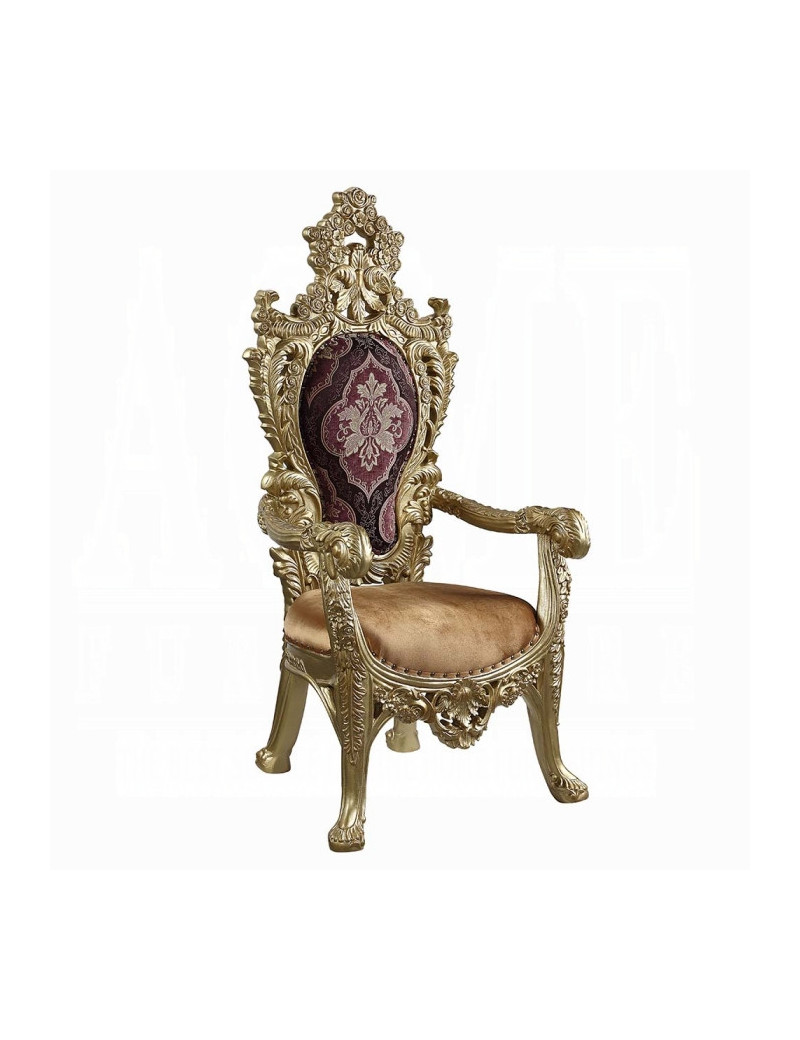 DN01470 7PC Dining Set Victorian Style Gold Finish Bernadette Collection By Acme Furniture