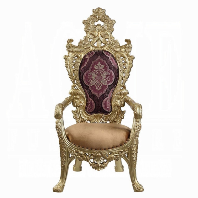 DN01470 7PC Dining Set Victorian Style Gold Finish Bernadette Collection By Acme Furniture