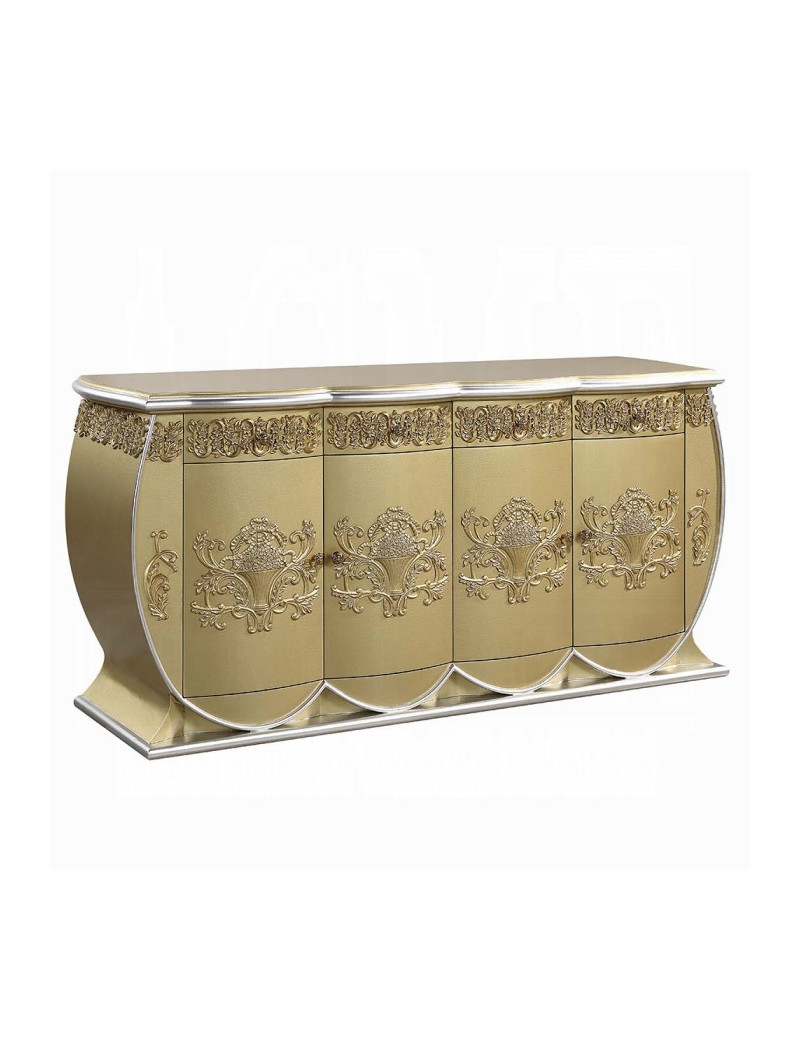 DN01470 7PC Dining Set Victorian Style Gold Finish Bernadette Collection By Acme Furniture