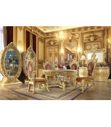 DN01469 5PC Round Dining Set Victorian Style Gold finish Bernadette Collection By Acme Furniture