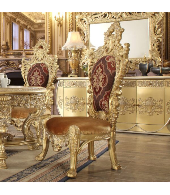 DN01469 5PC Round Dining Set Victorian Style Gold finish Bernadette Collection By Acme Furniture