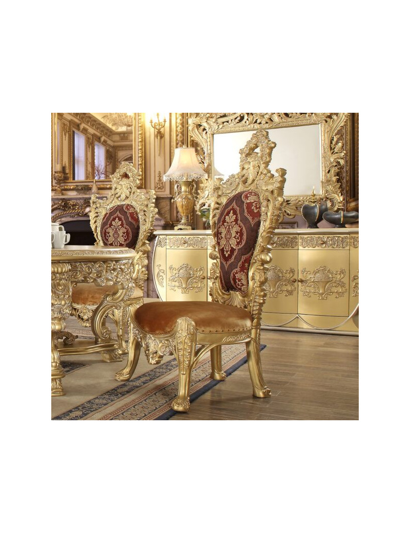 DN01469 5PC Round Dining Set Victorian Style Gold finish Bernadette Collection By Acme Furniture