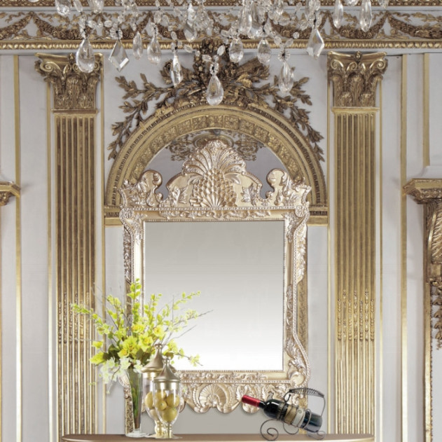 BD00463 Mirror Champagne Silver Finish Victorian Style Vatican Collection by Acme Furniture