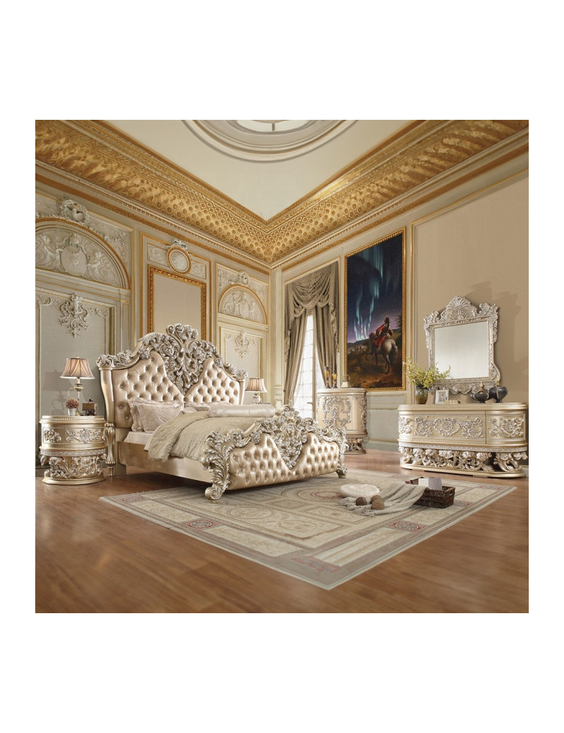 BD00463 Mirror Champagne Silver Finish Victorian Style Vatican Collection by Acme Furniture