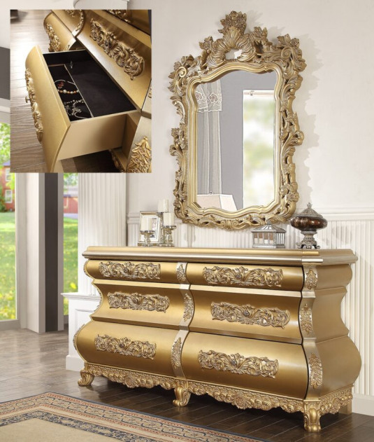 DN00454 Server Gold Finish Victorian Style Seville Collection by Acme Furniture