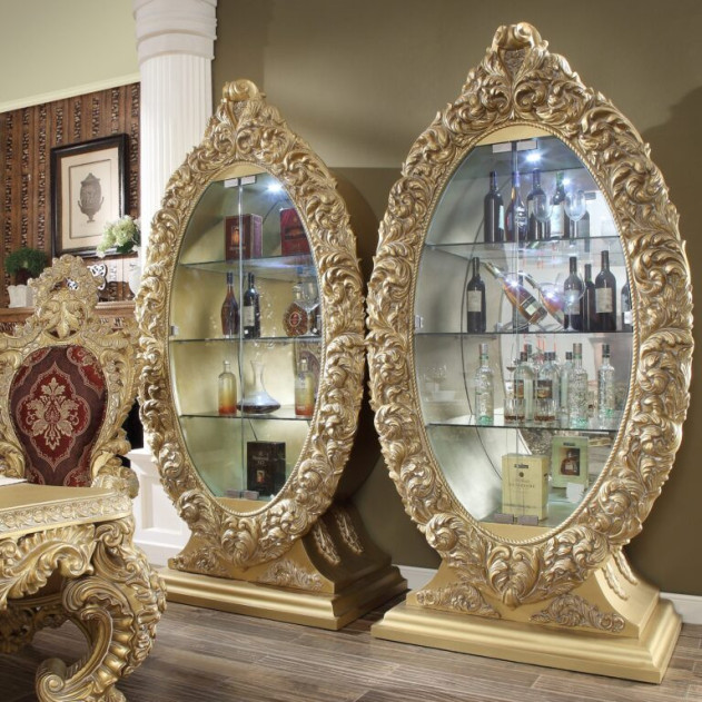 DN00460 China Cabinet Gold Finish Style Finish Seville Collection By Acme Furniture