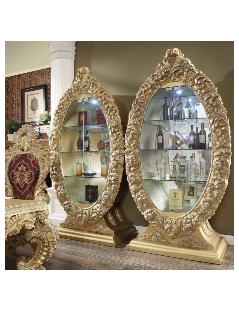 DN00460 China Cabinet Gold Finish Style Finish Seville Collection By Acme Furniture