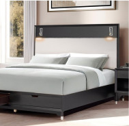 FM74002BK-Q-S 5PC Queen Bedroom Set Mid-Century Modern Style Black Finish Torrance Collection By Furniture of America