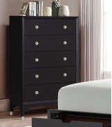 FM74002BK-Q-S 5PC Queen Bedroom Set Mid-Century Modern Style Black Finish Torrance Collection By Furniture of America
