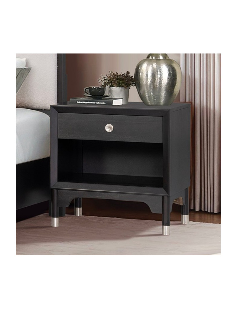 FM74002BK-Q-S 5PC Queen Bedroom Set Mid-Century Modern Style Black Finish Torrance Collection By Furniture of America