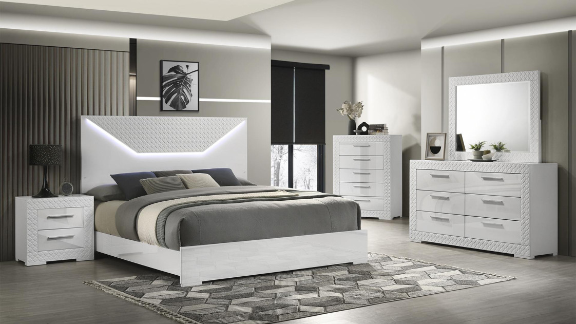 Blanca 5PC Queen Bedroom Set Contemporary Style white Finish by Galaxy Home Furnishings