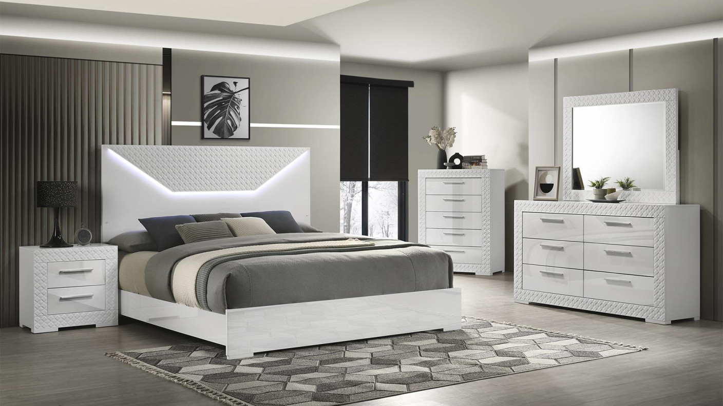 Blanca 5PC Queen Bedroom Set Contemporary Style white Finish by Galaxy Home Furnishings