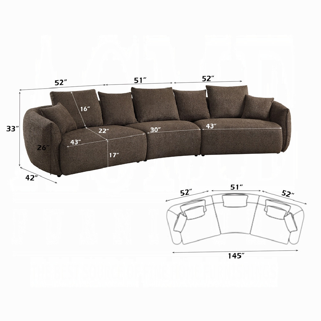 LV03250 Bash Sofa W/7 Pillows Macca Anthology Boucle By Acme Furniture