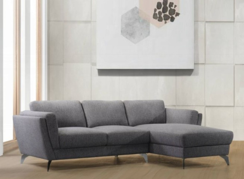 57155 Beckett Sectional Sofa Transitional Style Gray Fabric By Acme Furniture