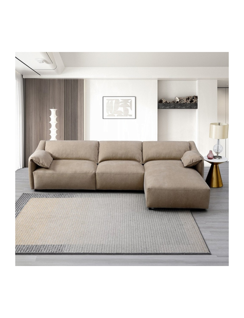 LV03090 Veata Sectional Sofa Light Brown Suede Veata By Acme Furniture
