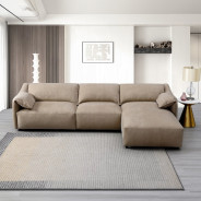 LV03090 Veata Sectional Sofa Light Brown Suede Veata By Acme Furniture