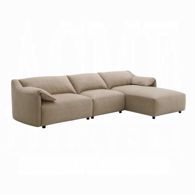 LV03090 Veata Sectional Sofa Light Brown Suede Veata By Acme Furniture