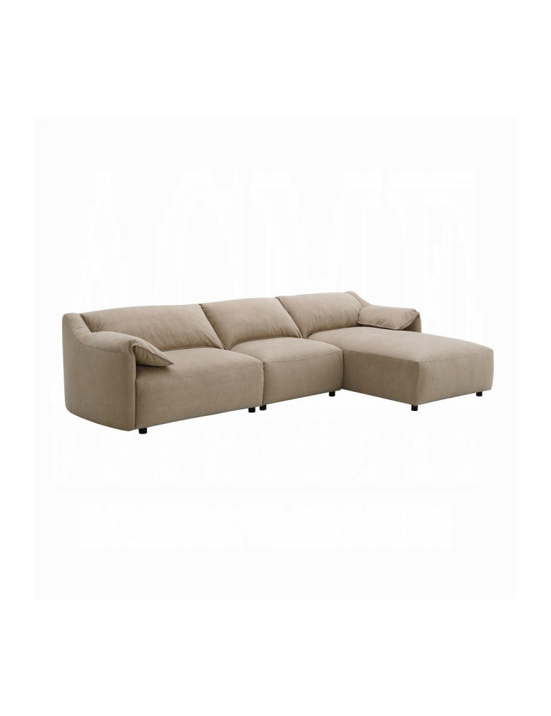 LV03090 Veata Sectional Sofa Light Brown Suede Veata By Acme Furniture