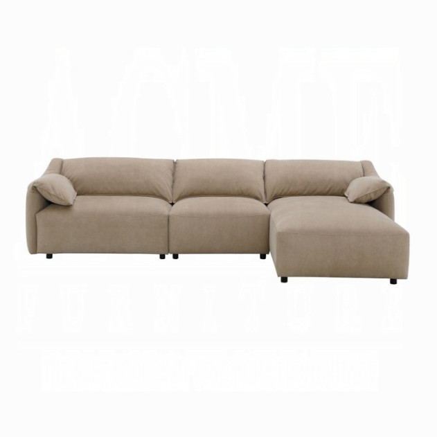 LV03090 Veata Sectional Sofa Light Brown Suede Veata By Acme Furniture