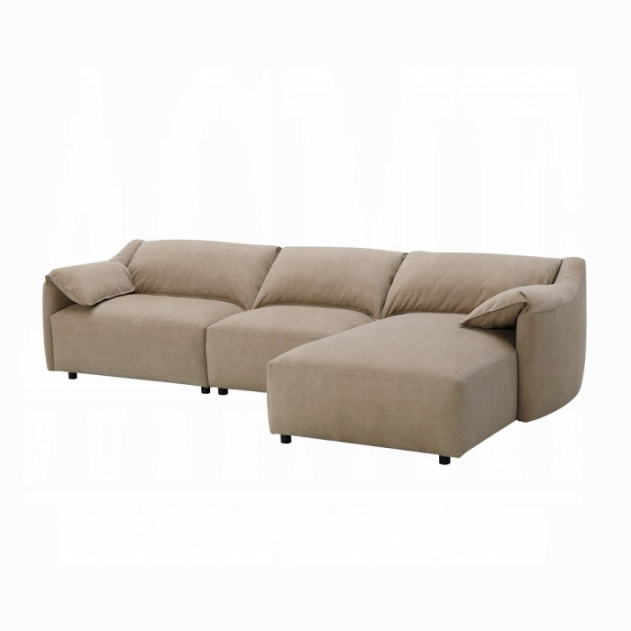 LV03090 Veata Sectional Sofa Light Brown Suede Veata By Acme Furniture