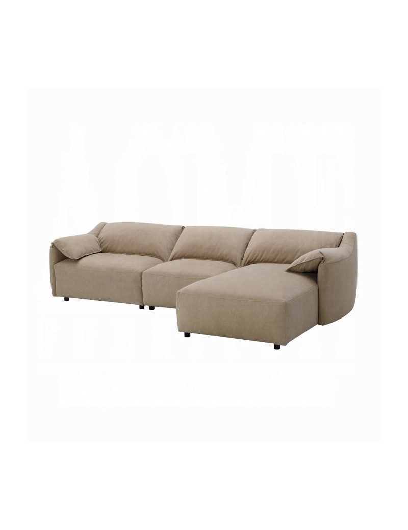 LV03090 Veata Sectional Sofa Light Brown Suede Veata By Acme Furniture