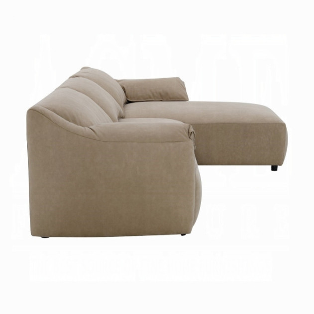 LV03090 Veata Sectional Sofa Light Brown Suede Veata By Acme Furniture