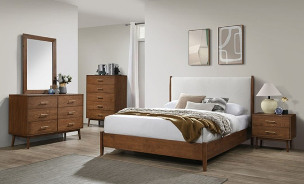 FM7221WN 5PC Queen Bedroom Set Mid-Century Modern Style Thusis Collection By Furniture of America
