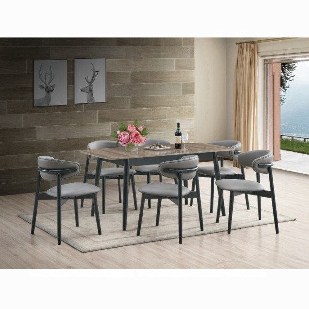 DN02364 7Pc Dining Set Lanae Collection Mid-Century Modern Style by Acme Furniture