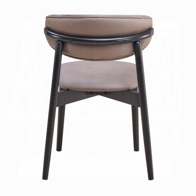 DN03950 5PC Dining set Round marble Top Clayten Gray Fabric Side Chairs Collection Mid-Century Modern Style by Acme Furniture