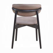DN03950 5PC Dining set Round marble Top Clayten Gray Fabric Side Chairs Collection Mid-Century Modern Style by Acme Furniture