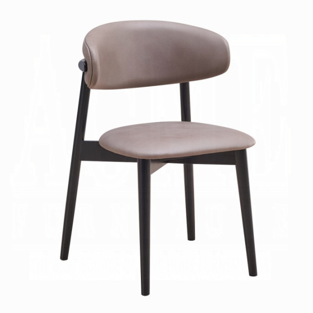 DN03950 5PC Dining set Round marble Top Clayten Gray Fabric Side Chairs Collection Mid-Century Modern Style by Acme Furniture