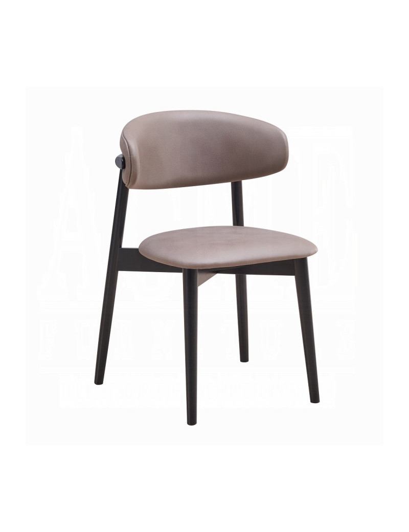 DN03950 5PC Dining set Round marble Top Clayten Gray Fabric Side Chairs Collection Mid-Century Modern Style by Acme Furniture