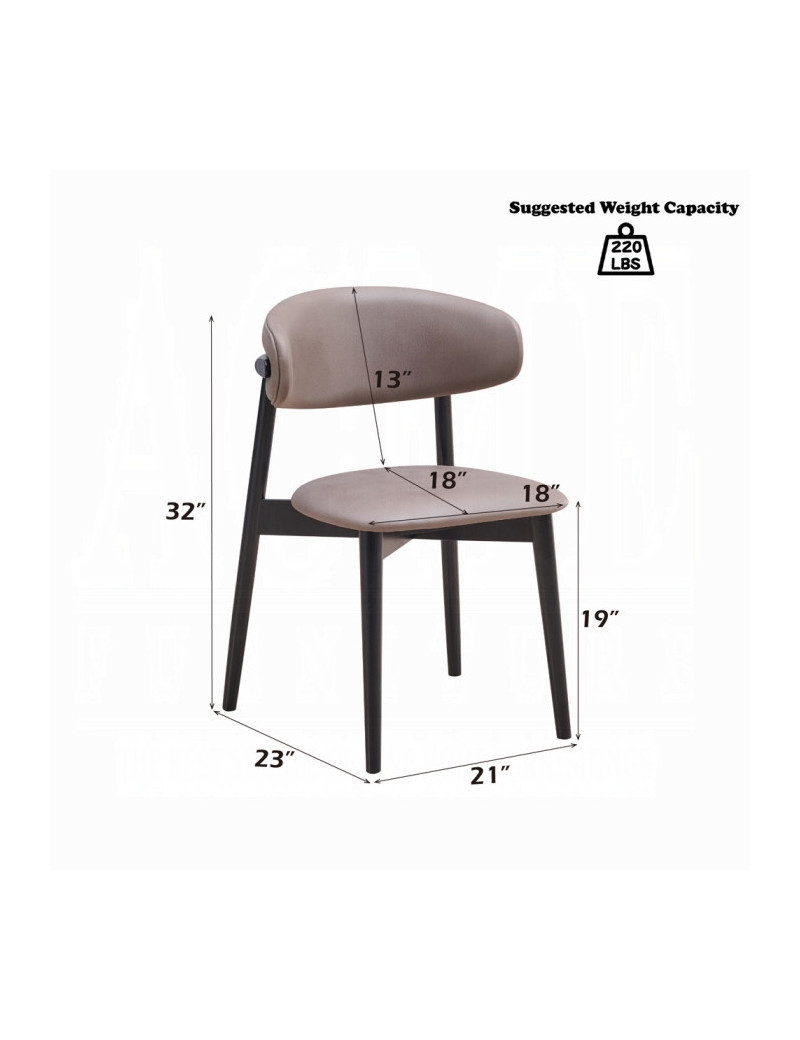 DN03950 5PC Dining set Round marble Top Clayten Gray Fabric Side Chairs Collection Mid-Century Modern Style by Acme Furniture