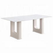 DN02706 7PC Dining set Mid-Century Modern Style Light Grey Boucle & Ceramic Top Kalam Collection by Acme Furniture