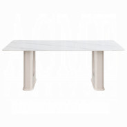DN02706 7PC Dining set Mid-Century Modern Style Light Grey Boucle & Ceramic Top Kalam Collection by Acme Furniture