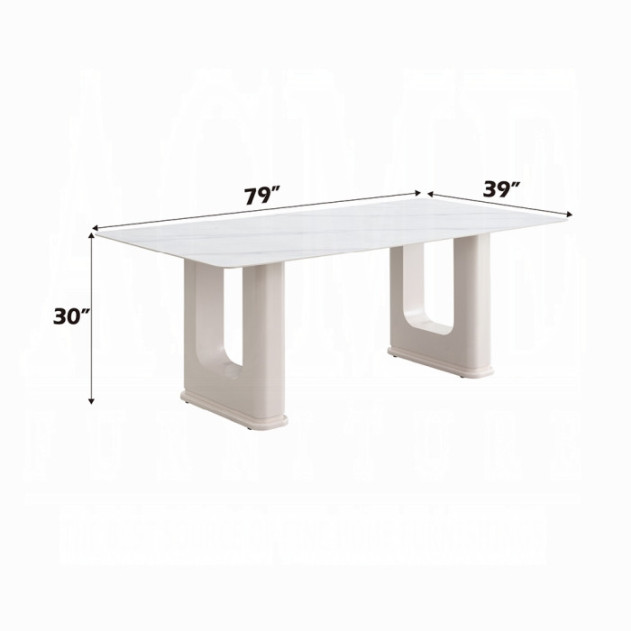 DN02706 7PC Dining set Mid-Century Modern Style Light Grey Boucle & Ceramic Top Kalam Collection by Acme Furniture