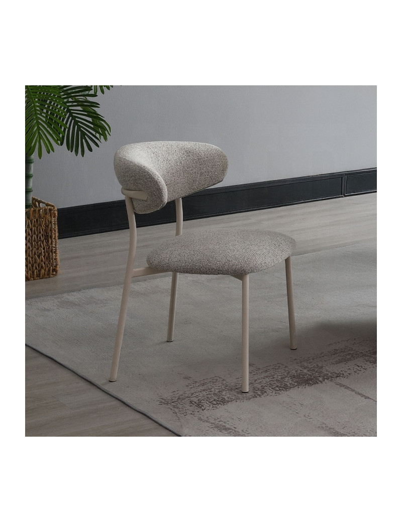 DN02706 7PC Dining set Mid-Century Modern Style Light Grey Boucle & Ceramic Top Kalam Collection by Acme Furniture