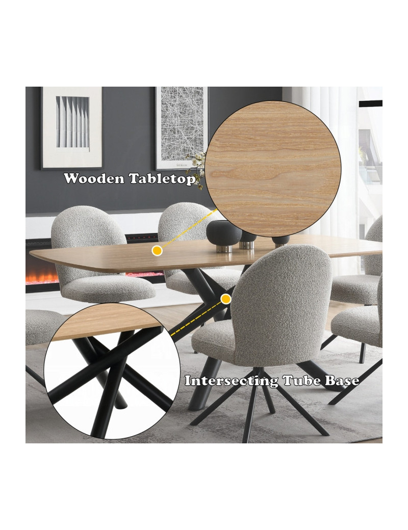 DN03765 7PC Dining set Mid-Century Modern Style  Gray Boucle Lawton Collection By Acme Furniture