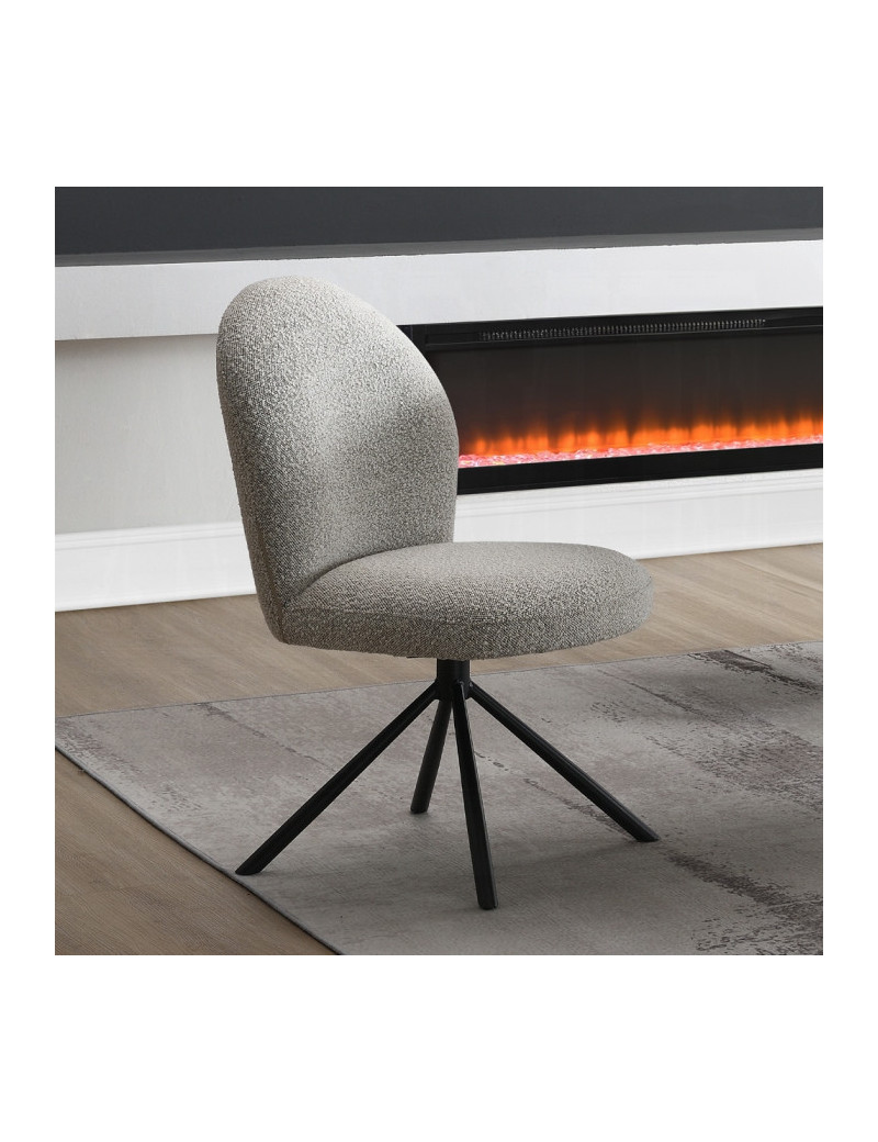 DN03765 7PC Dining set Mid-Century Modern Style  Gray Boucle Lawton Collection By Acme Furniture