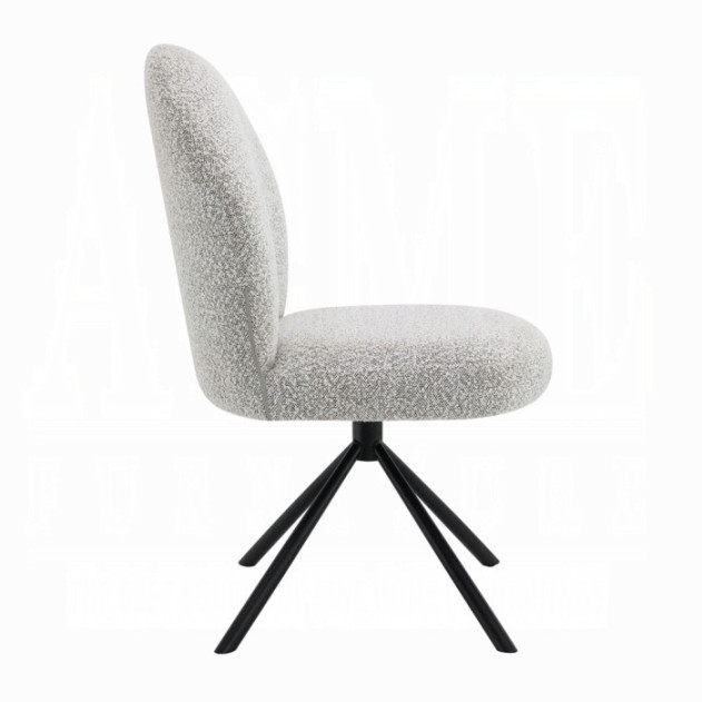 DN03765 7PC Dining set Mid-Century Modern Style  Gray Boucle Lawton Collection By Acme Furniture