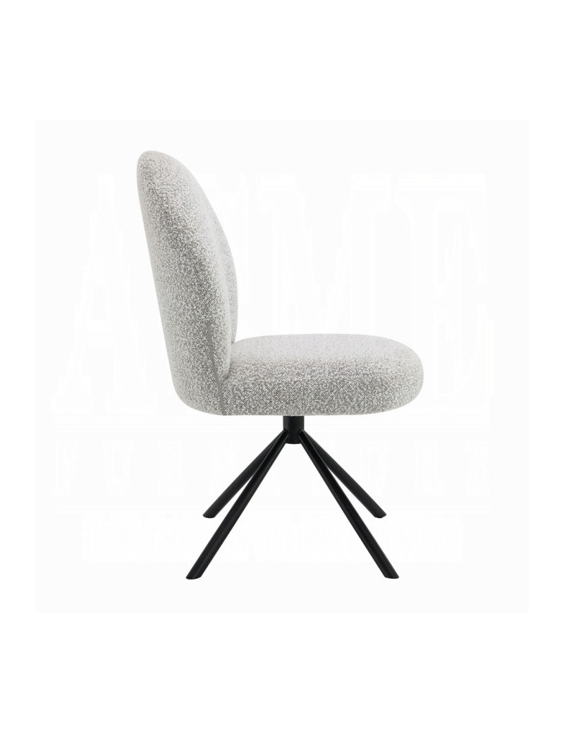 DN03765 7PC Dining set Mid-Century Modern Style  Gray Boucle Lawton Collection By Acme Furniture