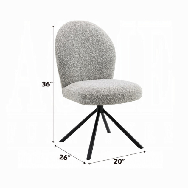 DN03765 7PC Dining set Mid-Century Modern Style  Gray Boucle Lawton Collection By Acme Furniture
