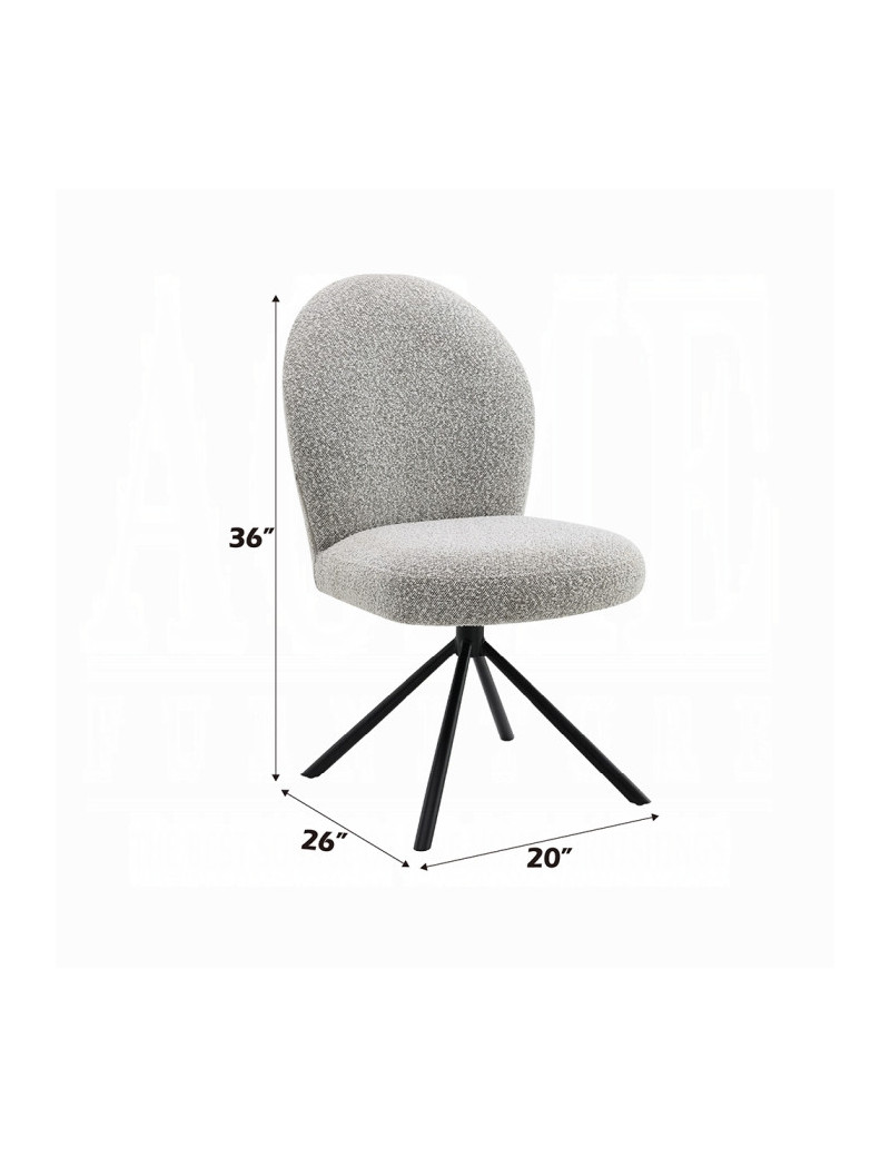 DN03765 7PC Dining set Mid-Century Modern Style  Gray Boucle Lawton Collection By Acme Furniture