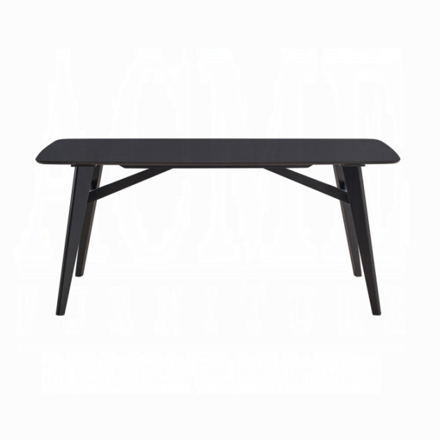 DN02366 7Pc Dining Set Mid-Century Modern Style Camel Microfiber & Black Finish Eliora Collection By Acme Furniture