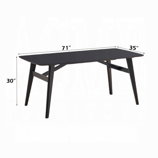 DN02366 7Pc Dining Set Mid-Century Modern Style Camel Microfiber & Black Finish Eliora Collection By Acme Furniture