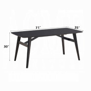 DN02366 7Pc Dining Set Mid-Century Modern Style Camel Microfiber & Black Finish Eliora Collection By Acme Furniture