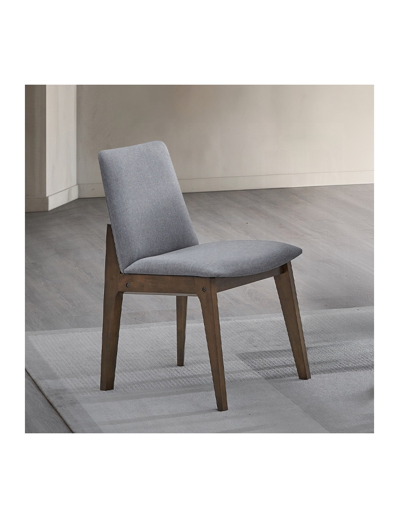 DN02925 7Pc Dining Set Kaela Light Gray Fabric & Walnut Mid-Century Modern Collection By Acme Furniture